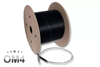 FO cable exterior OM4, 50µ, conector LC/LC 4G, U-DQ(ZN)BH, 4 fibras, negro, 200m